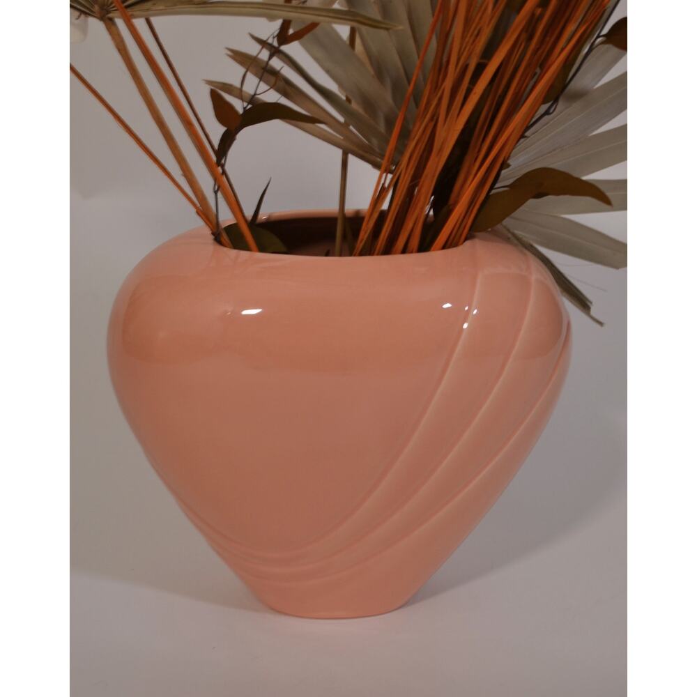 Royal Haeger Peach Art Deco Vase #4342 Vintage 1980s Blush Pink Ceramic